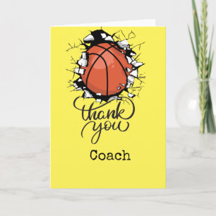 Basketball thank you coach card