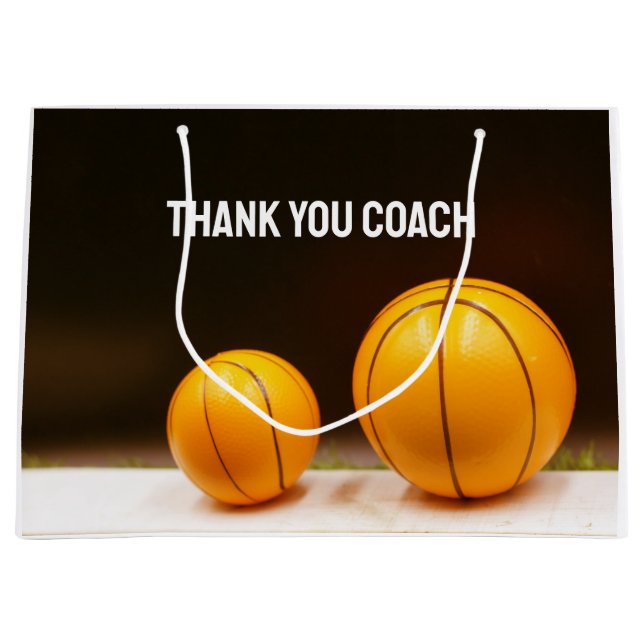 Basketball thank you coach large gift bag (Front)