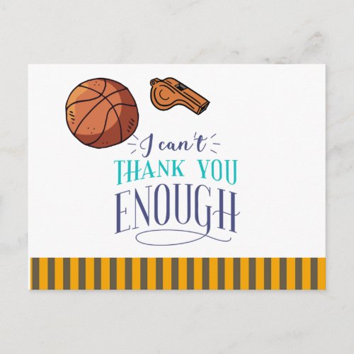Basketball thank you coach postcard