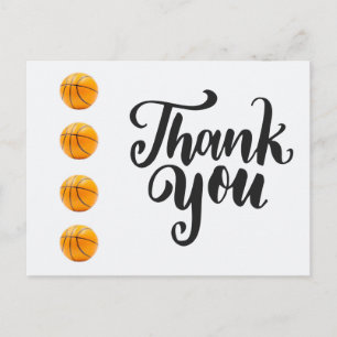 Basketball thank you with basketball postcard