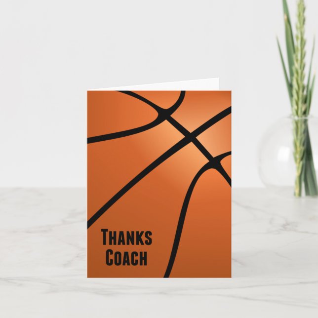 Basketball Thanks Coach Bold Design-Blank Inside Thank You Card (Front)