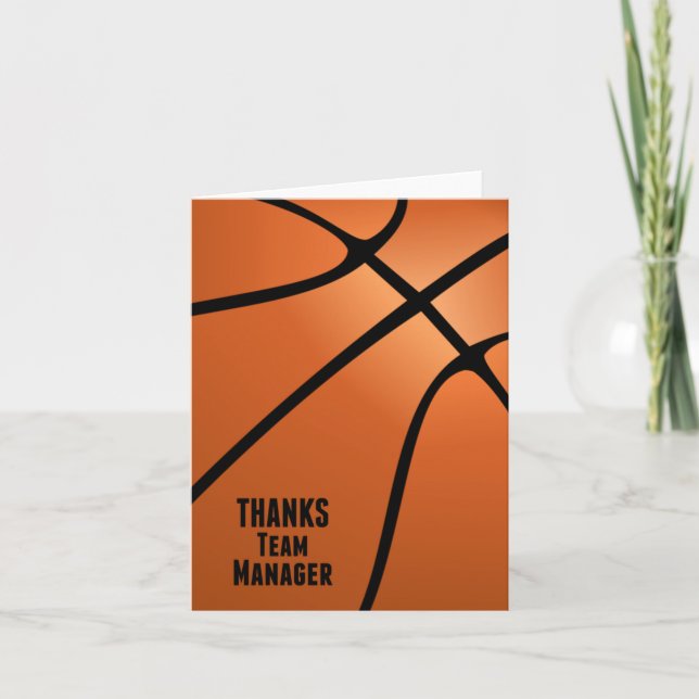 Basketball Thanks Team Manager Customizable Blank Thank You Card (Front)