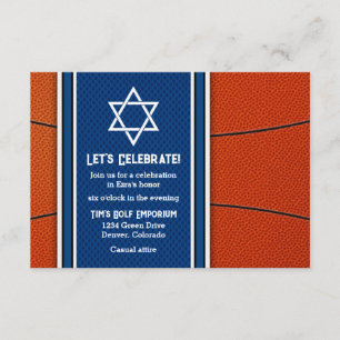 Basketball Theme Bar Mitzvah Reception Invite