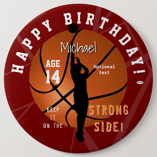 Basketball Theme Birthday ButtonHAMbyWG  Button (Front)