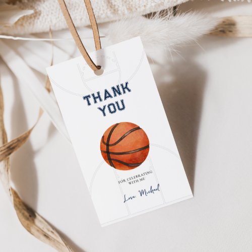 Basketball Theme Birthday Gift Tag