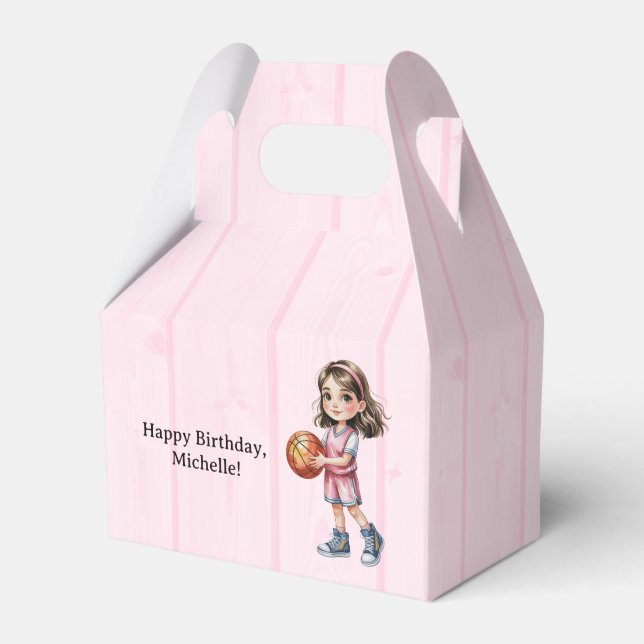 Basketball Theme Birthday Party For Girl’s Favor Boxes (Front Side)