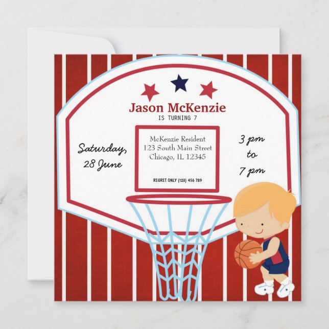 Basketball theme invitation (Front)