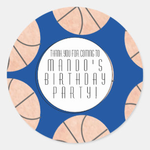 Basketball Theme Sports Birthday Party Any Color   Classic Round Sticker