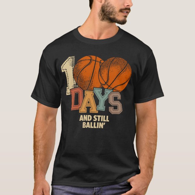Basketball-Themed 100th Day of School Celebration T-Shirt (Front)