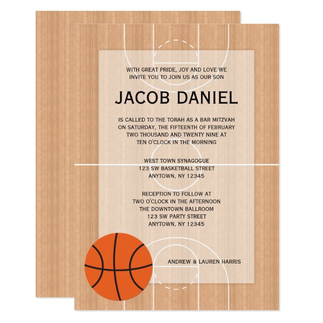 Basketball Themed Bar Mitzvah Invitation