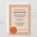 Basketball Themed Bar Mitzvah Invitation<br><div class="desc">These basketball themed Bar Mitzvah invitations are perfect for any sports fan. Design features a wood basketball court and basketball.</div>