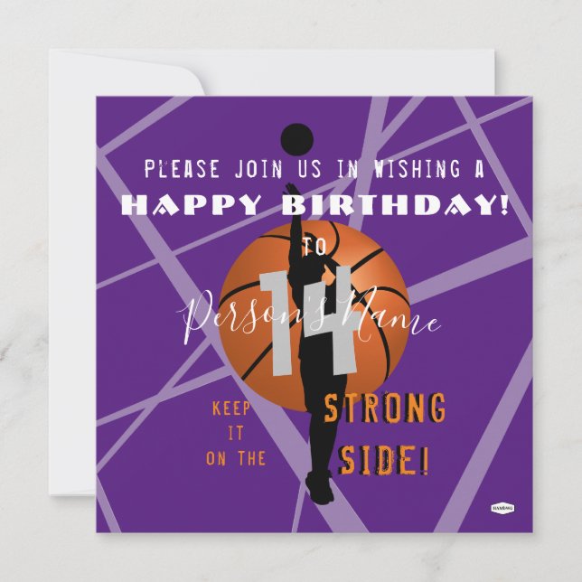 Basketball Themed Birthday Invitation HAMbWG (Front)