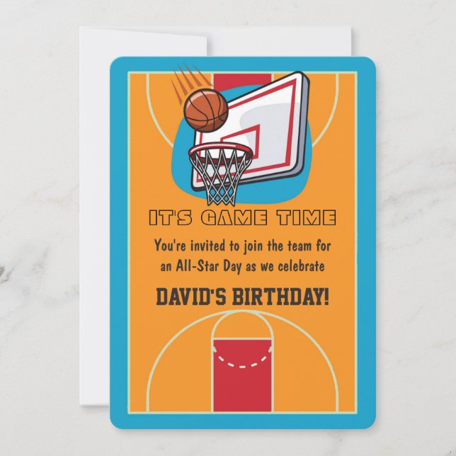 Basketball Themed Birthday Invitations (Front)