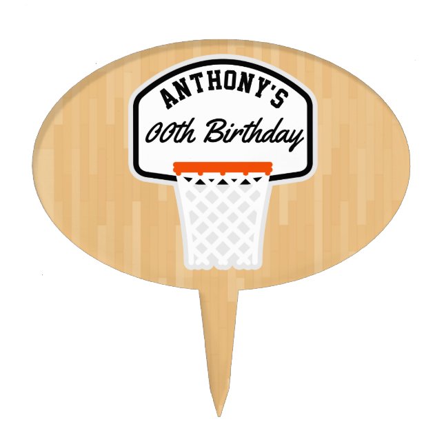Basketball themed Birthday Party personalized Cake Topper (Front)