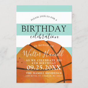 Basketball Themed Birthday Party Sage Invite