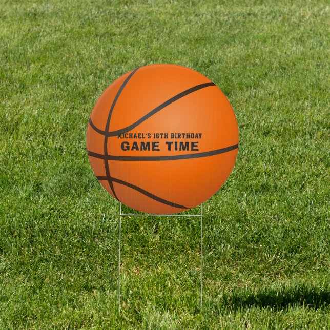 Basketball Themed Birthday Party Sign (Insitu)