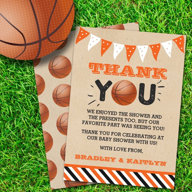 Basketball Themed Co-ed Baby Shower Thank You Card (Creator Uploaded)