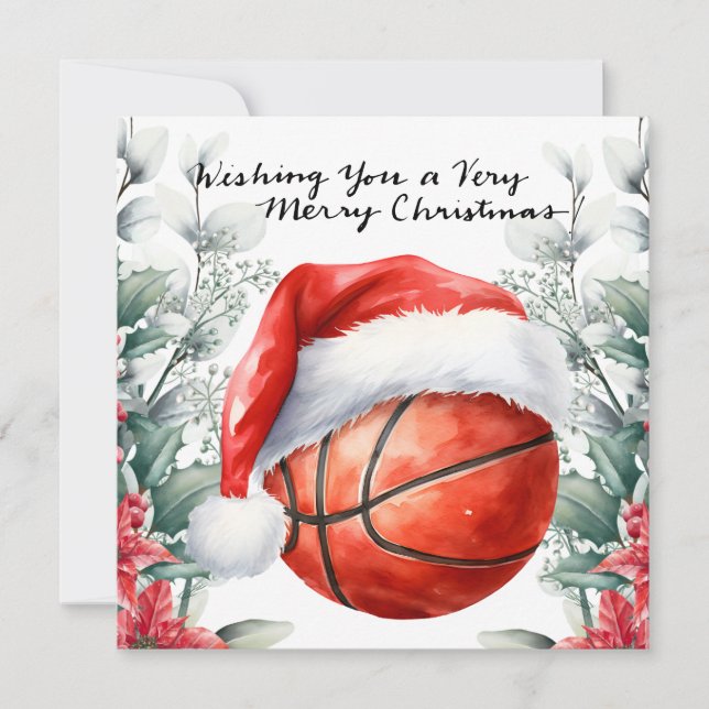 Basketball themed for Christmas  Holiday Card (Front)