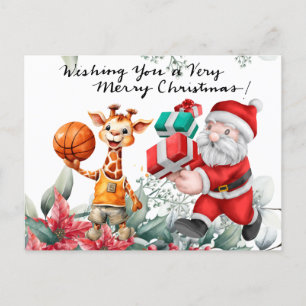 Basketball themed for Christmas  Holiday Postcard