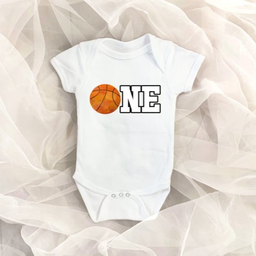 Basketball Themed ONE 1st Birthday Baby Bodysuit
