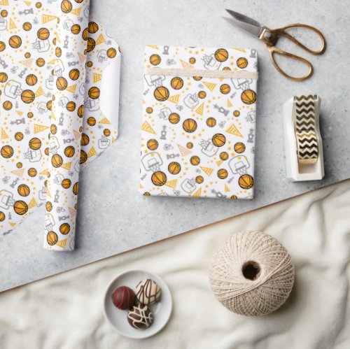Basketball Themed Pattern Design Wrapping Paper