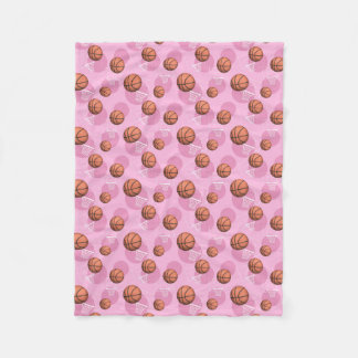 Basketball Themed Pattern Pink Fleece Blanket