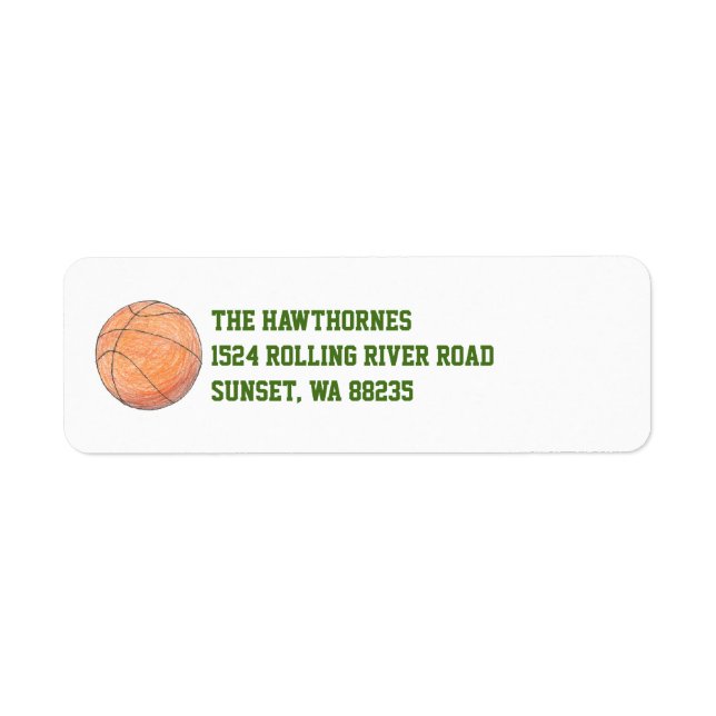 Basketball themed return address label (Front)