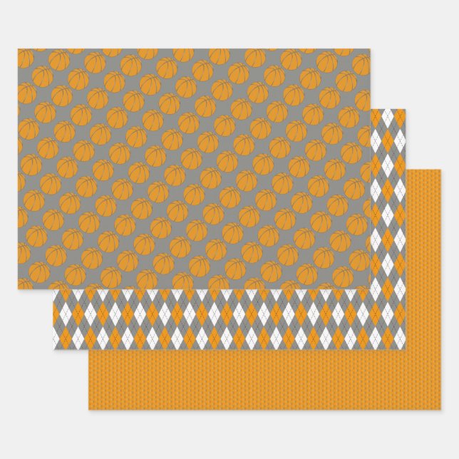 Basketball Themed Sporty Wrapping Paper Sheets (Set)