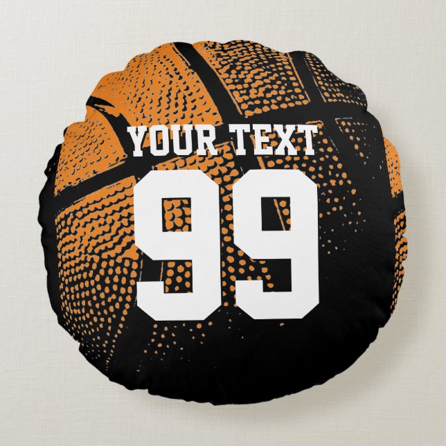 Basketball throw pillow with sports jersey number (Front)