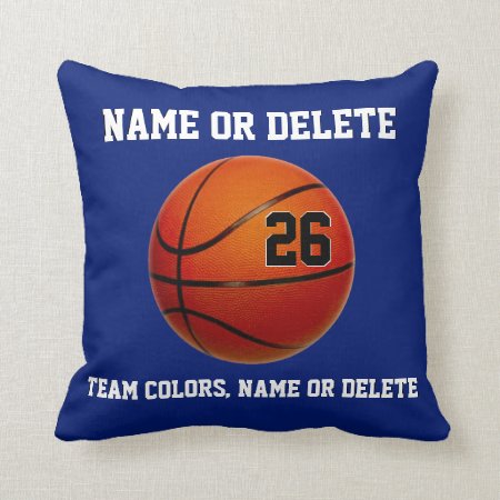 Basketball Throw Pillows Your Colors 3 Text Boxes