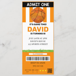 Basketball Ticket Birthday Boy Sport Party Invitation