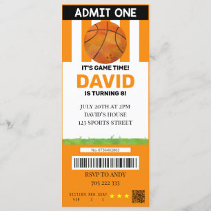 Basketball Ticket Birthday Boy Sport Party Invitation