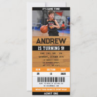 Basketball Ticket Birthday Invitation with a Photo