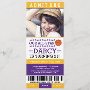 Basketball Ticket Birthday Invites