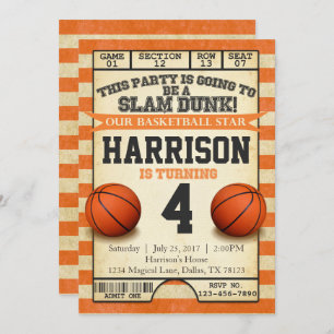 Basketball Ticket Birthday Party Invitation Invite