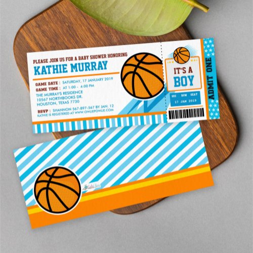 Basketball Ticket Pass Baby Shower Invitation