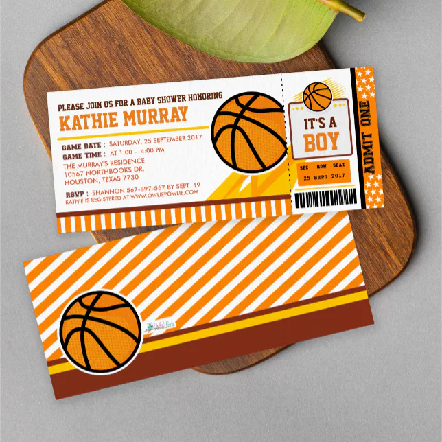 Basketball Ticket Pass Baby Shower Invitation | Zazzle