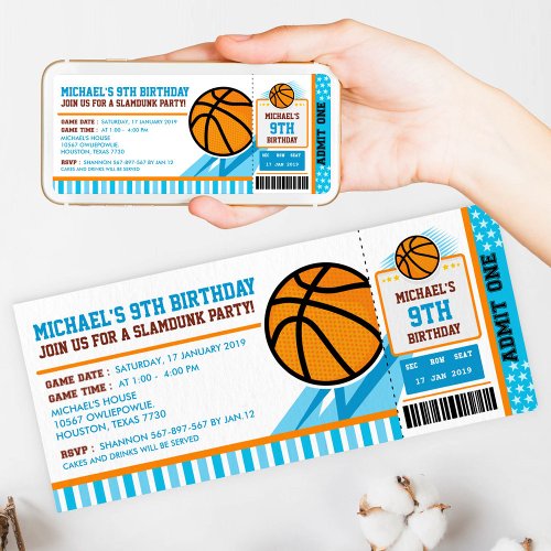 Basketball Ticket Pass Birthday Invitation