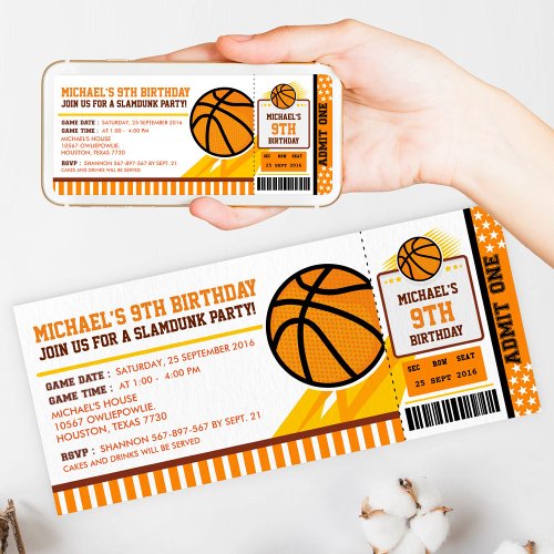 Basketball Ticket Pass Birthday Invitation