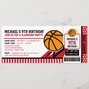 Chicago Bulls Ticket Style Sports Party Invites 
