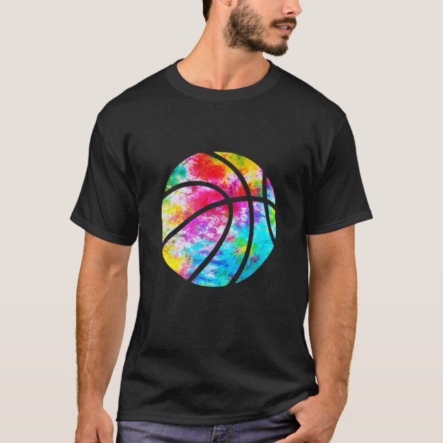 Basketball Tie Dye - Rainbow Trippy Hippie Tee (Front)