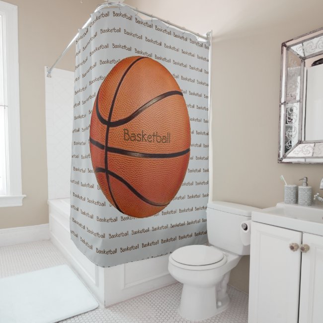 Basketball Tiled Text Design Shower Curtain