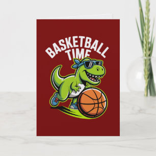 Basketball Time Dinosaur Sporty Card