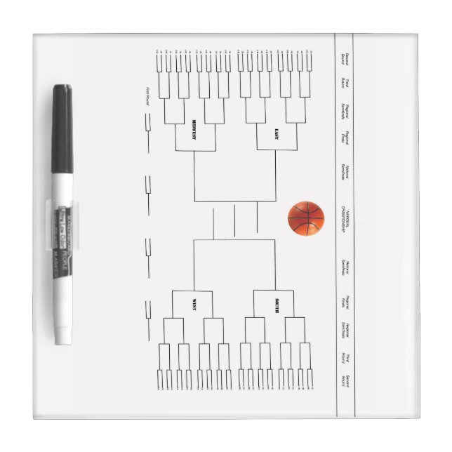 Basketball Tournament Bracket Dry-Erase Board (Front)