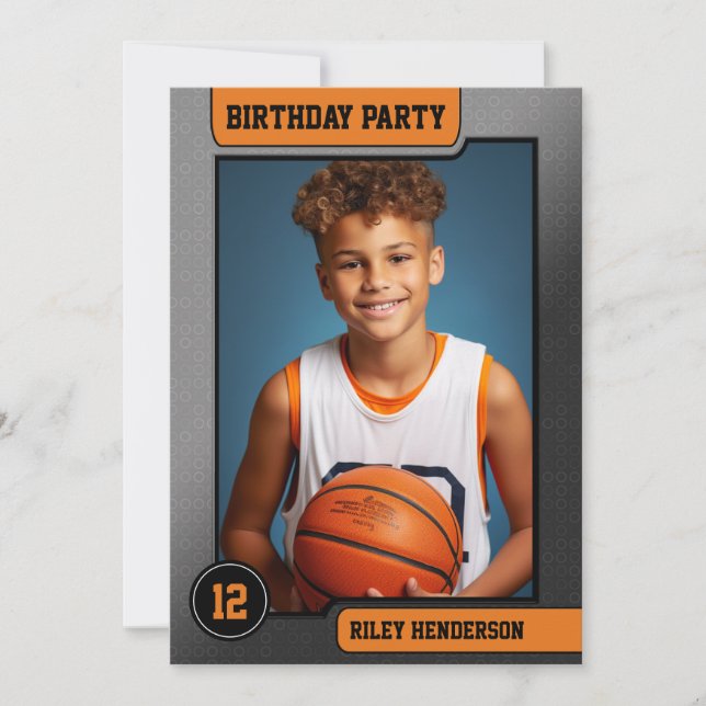 Basketball Trading Card Birthday Party Invitation (Front)