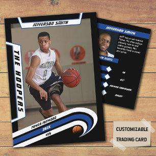 Basketball Trading Card in Lively Blue Black
