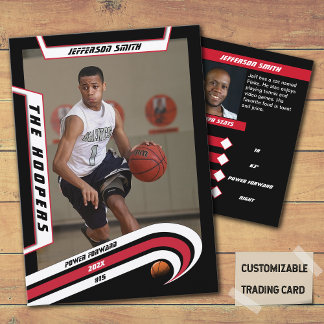 Basketball Trading Card in Lively Red Black