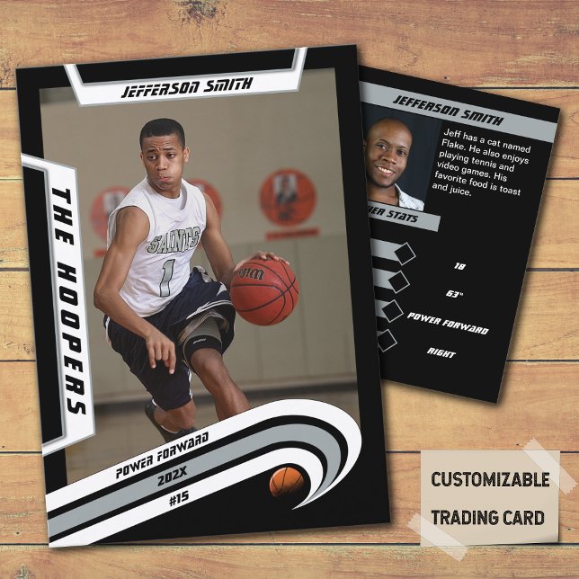 Basketball Trading Card in Lively Silver Black (Unleash the Future of Basketball Collectibles with the Basketball Trading Card in Lively Silver)