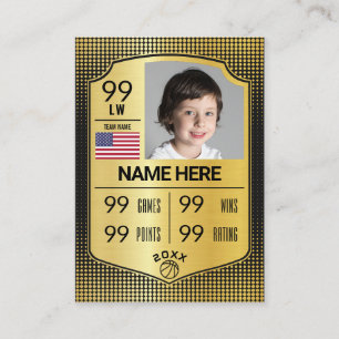 Basketball Trading Card Player Stats Shield Card