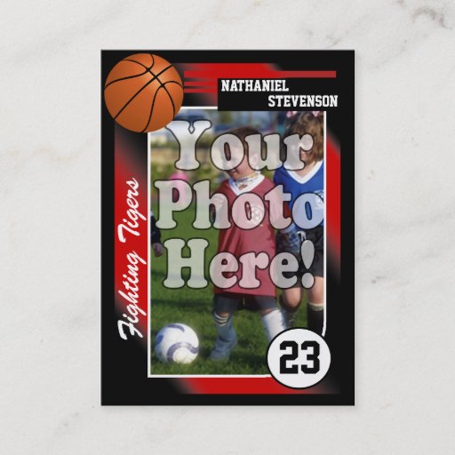 Customizable Basketball Trading Card, Red Lg Business Card Size